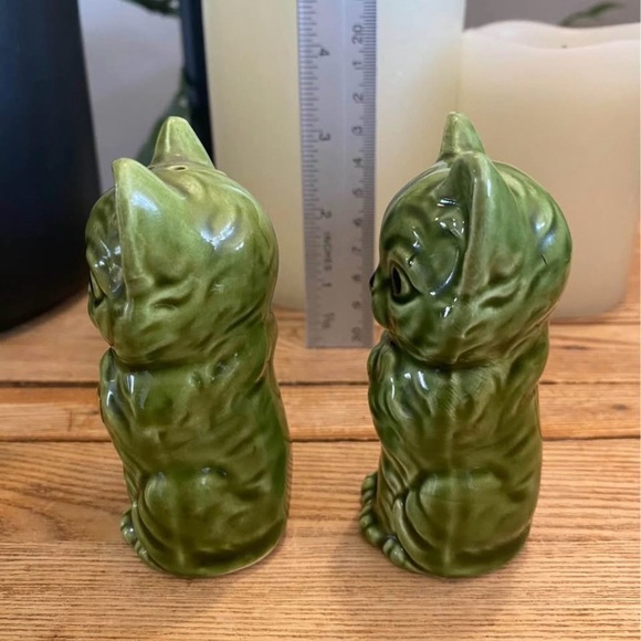 Set of 2 Vintage From Japan Green Cat Salt and Pepper Shakers|Collectible|Kitsch - Picture 4 of 6